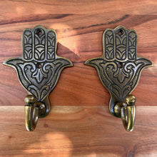 Load image into Gallery viewer, Hamsa Hooks - Old Gold - 2 Pack
