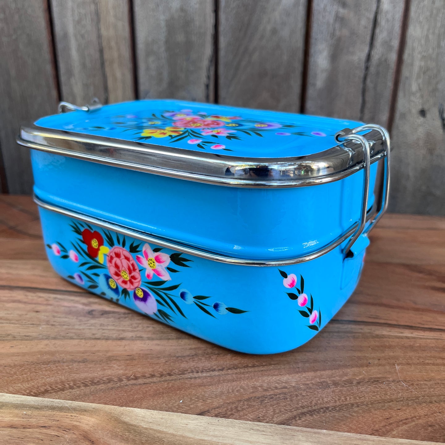 Tiffin Lunch Box - Folk Art Enamelware