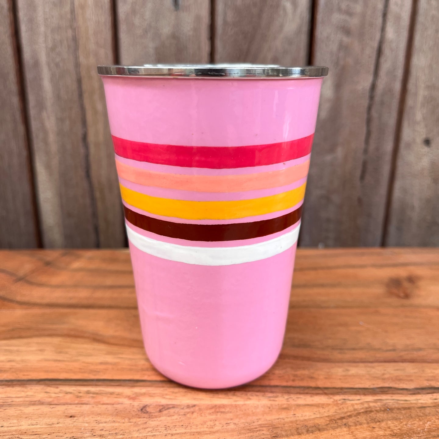 Retro Striped Tumbler - Pink