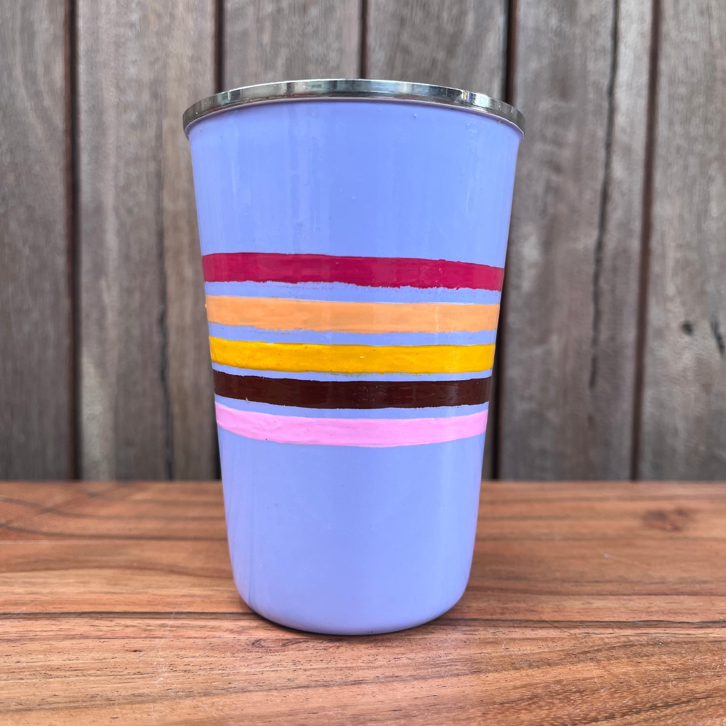 Retro Striped Tumbler - Lilac